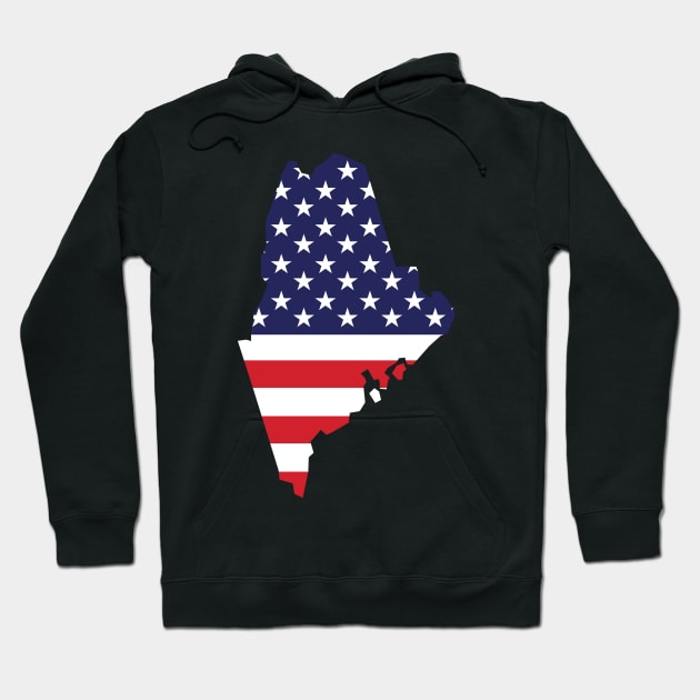 Maine State Shape Flag Background Hoodie by anonopinion